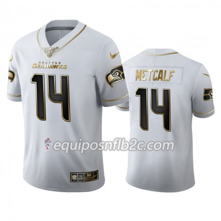 Camiseta Hombre NFL Seattle Seahawks DK Metcalf 14 Nike Blanco Golden Edition 100th